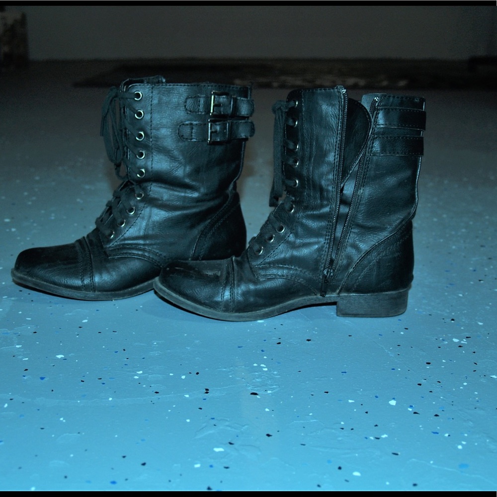 Black combat boots